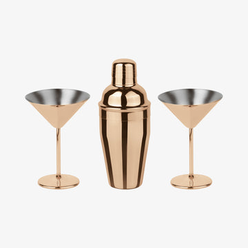 Set3t. Cockt.Martini, Edelstahl/PVD Kupfer
