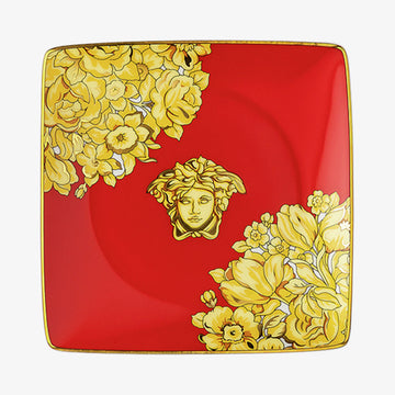 Bowl 12cm sq. flat, Medusa Rhapsody Red, Versace