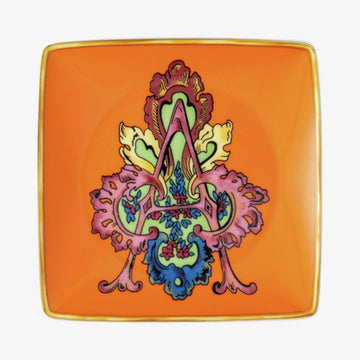 Bowl 12cm sq. flat, Holiday Alphabet A, Versace