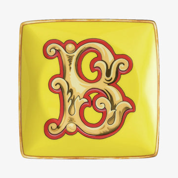Bowl 12cm sq. flat, Holiday Alphabet B, Versace