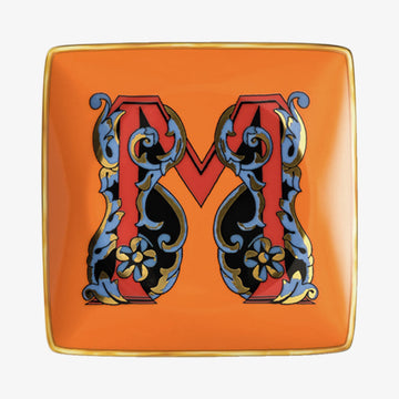Bowl 12cm sq. flat, Holiday Alphabet M, Versace