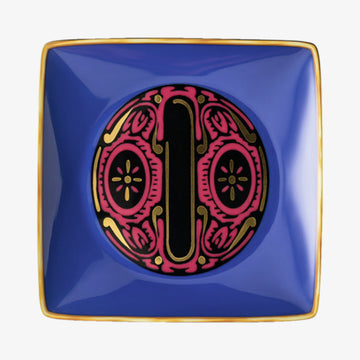 Bowl 12cm sq. flat, Holiday Alphabet O, Versace