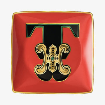 Bowl 12cm sq. flat, Holiday Alphabet T, Versace