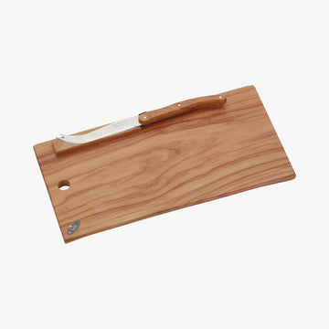 Ostekniv m. serveringsbræt oliventræ