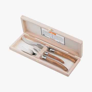 Ostesæt oliventræ 3stk Laguiole