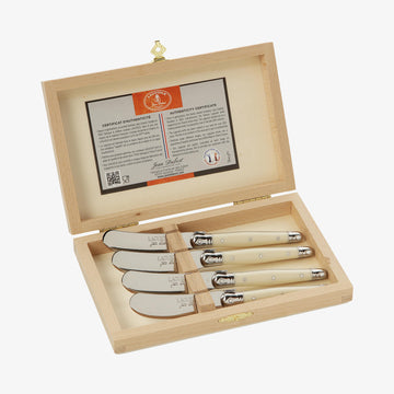 Laguiole smørkniv med hvidt håndtag 4 stk