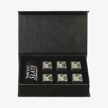 Graveret Whiskey sten med hjort 6 stk