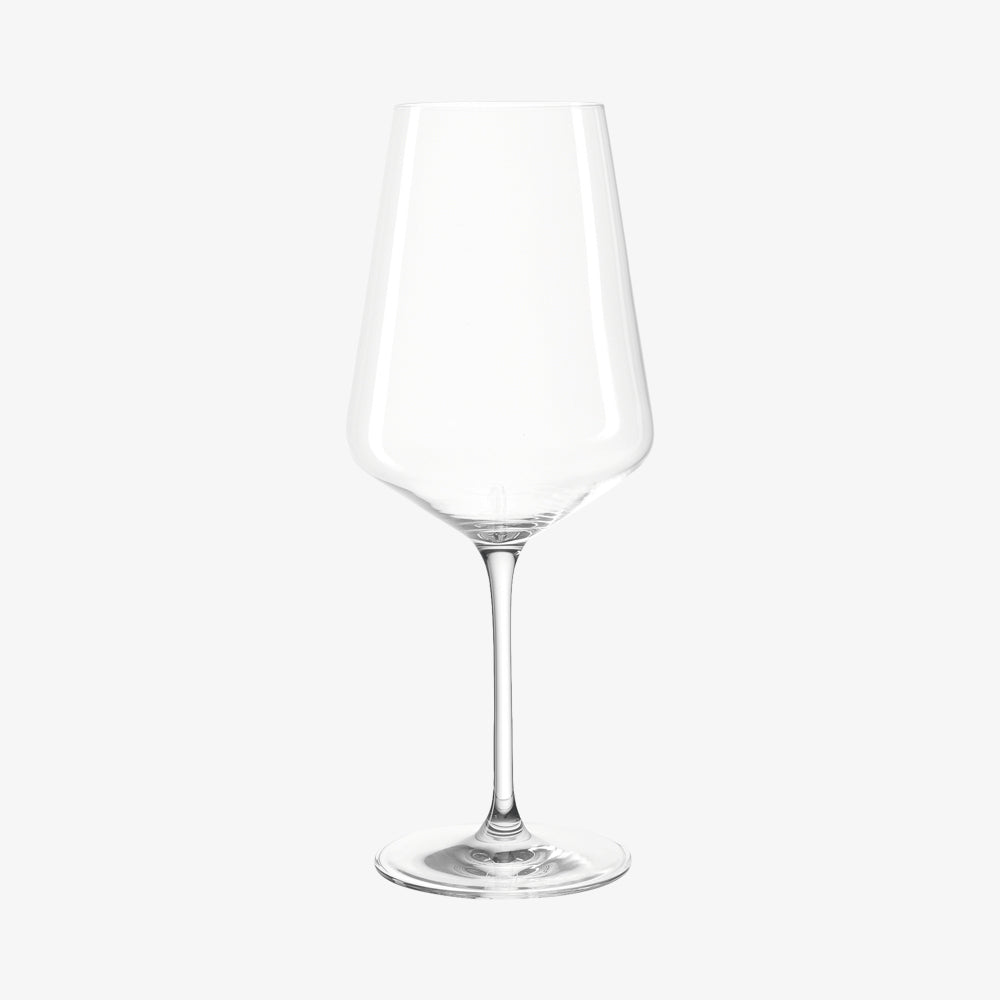 Saet med seks store roedvinsglas lavet i højkvalitetsglas fra Leonardo.