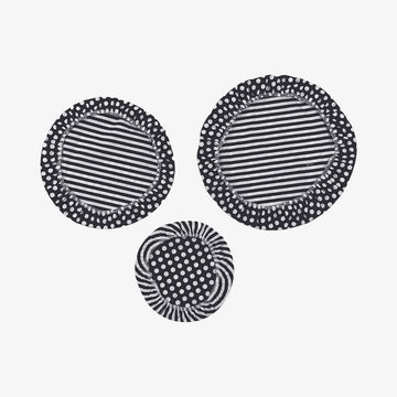 skåldække i sort og hvid mønster sæt 3 stk